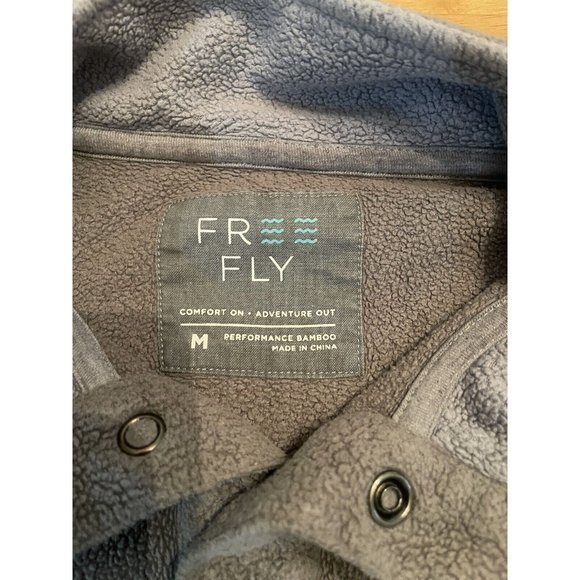 Free Fly Mens Pullover M Green Fleece Quarter Snap Mock Neck Sweatshirt Top - Picture 5 of 6